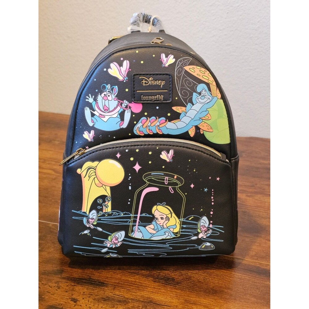 NWT 2023 Loungefly Disney Alice In Wonderland Glow In The Dark Mini Backpack